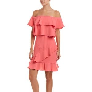 Monique Lhuillier Strapless Coral Dress
